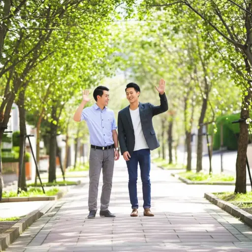 当我和邻居走同一条路时，我会跟他们打招呼。