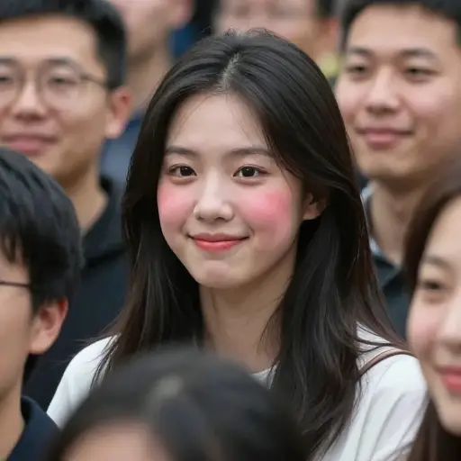 当有人在公开场合称赞她时，她总是会脸红。