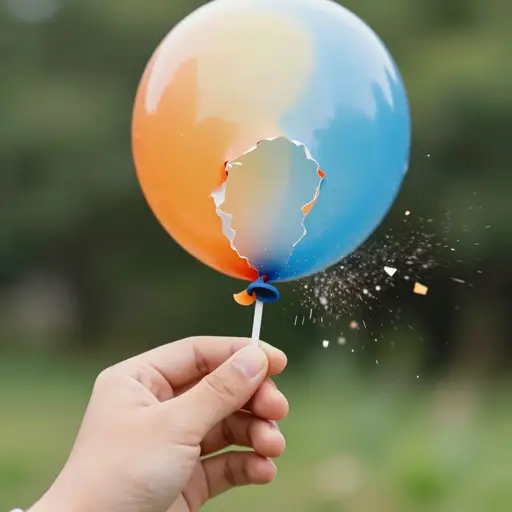 孩子用别针砰的一声戳破了气球。