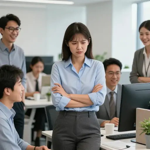 她同事的笑声只是让她更尴尬了。