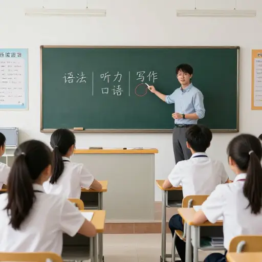 语法、听力和写作得到了充分教授，但不如口语那么密集。