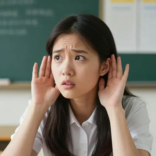 她屏息聆听公告。