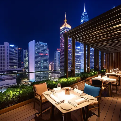 从餐厅的露台可以俯瞰整个城市的美景。