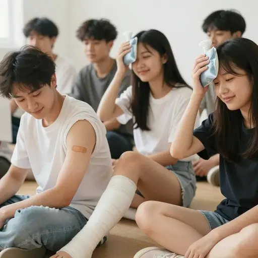 然后我意识到没有人受重伤，但我们都有一些轻伤。