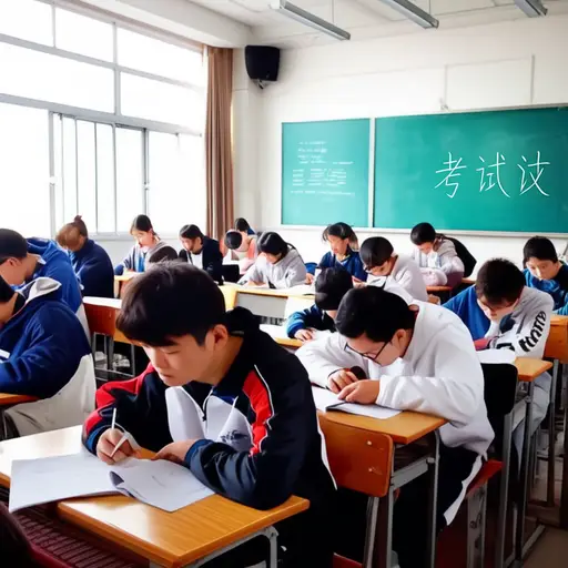 考试前的教室里充满了紧张的气氛。