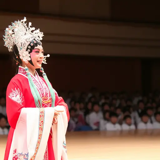 她在学校戏剧中扮演主角，非常享受表演的过程。