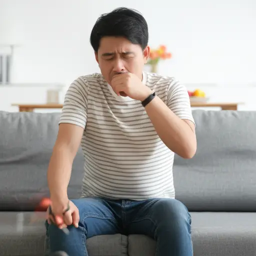 他经历了一阵剧烈的咳嗽，但很快就恢复了。