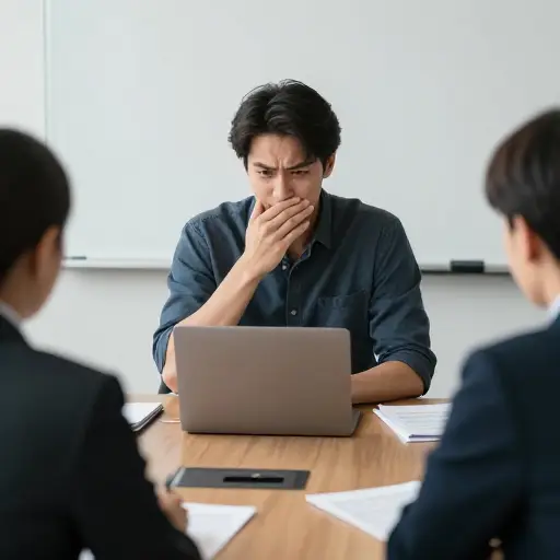 他在会议上差点泄露秘密，但最终没有。