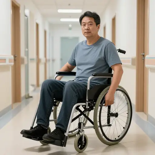 中风后，他左臂失去了活动能力。