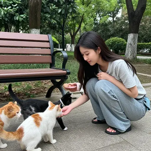 她对流浪动物有特殊的好感，总是喂它们。