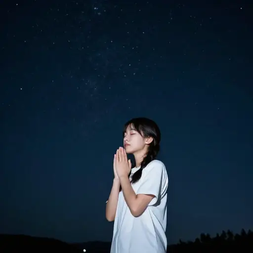 她闭上眼睛，许下了一个秘密的愿望。