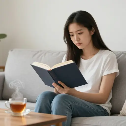 她刚读完一本著名作者写的引人入胜的惊悚小说。