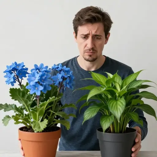 他无法区分蓝色和绿色。