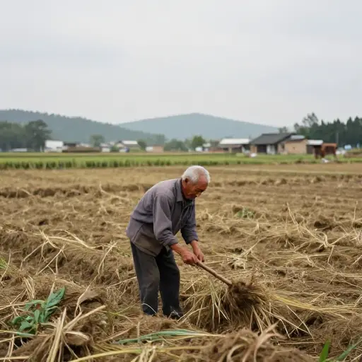 他在乡下过着农民孤独的生活。
