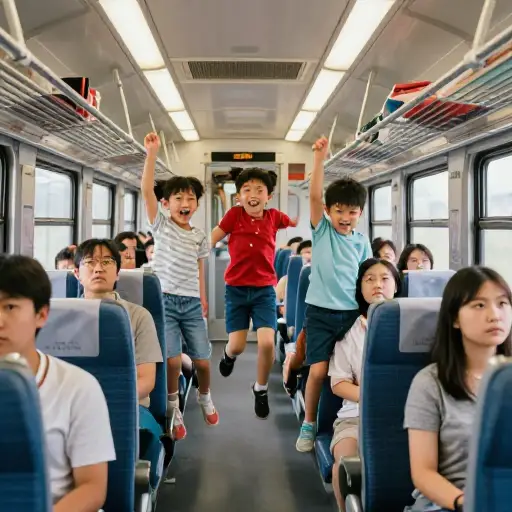 孩子们变得过于活跃，惹恼了其他乘客。
