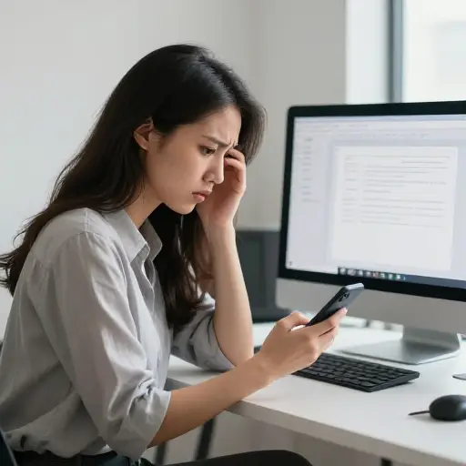 她每隔几分钟就强迫性检查手机的需求正在影响她的工作。