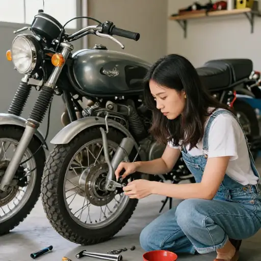 她喜欢修理复古摩托车。