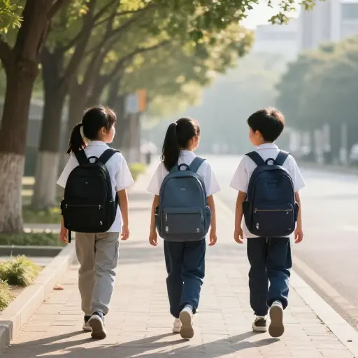 孩子们走着去上学。