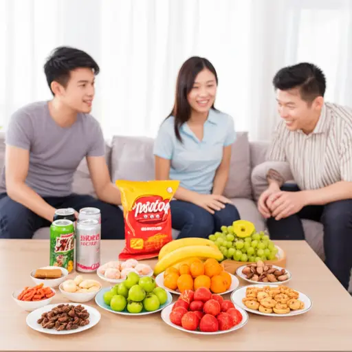 聚会期间，主人准备了一些小吃和饮料。