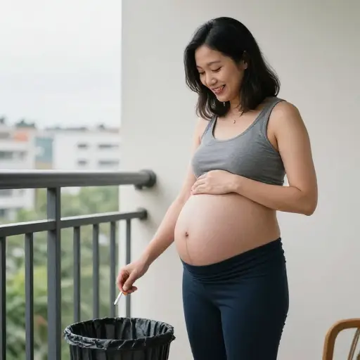 我母亲怀孕时戒烟了。