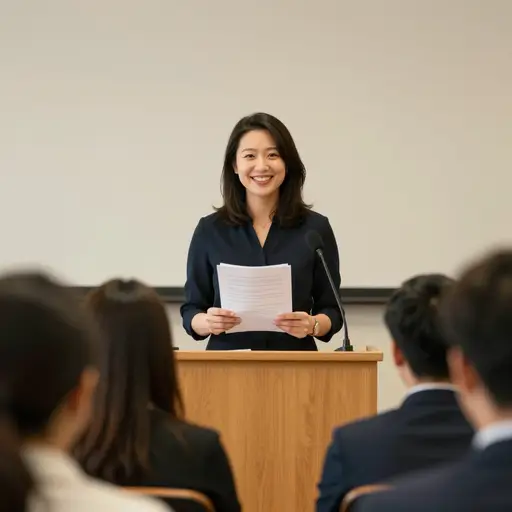 我妈妈是英语老师，她也是一位很好的演讲者。