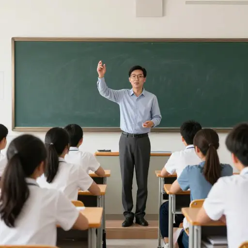 老师的手势是学生们开始讨论的提示。
