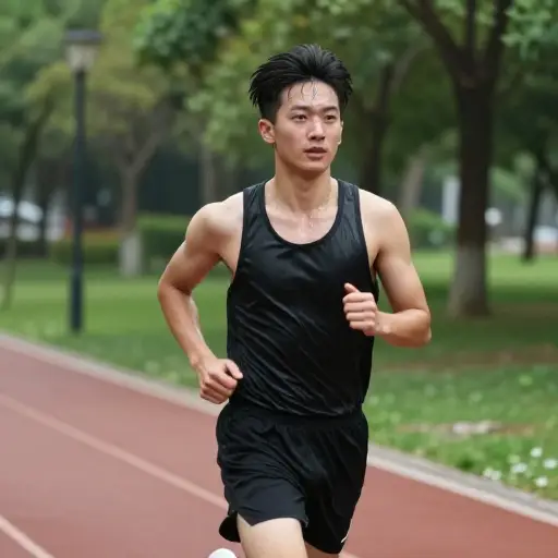 跑步一小时后，他大汗淋漓。