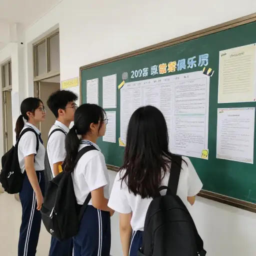学生们在布告板上看到了新俱乐部的通知。