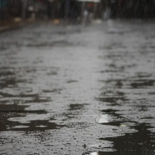 雨下得很大。