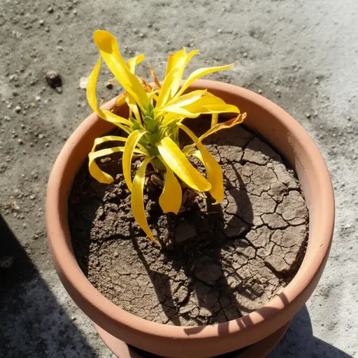 这株植物因为缺水而枯萎了。