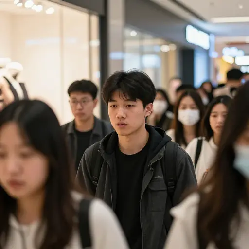 我小心地穿过人群浏览商店。