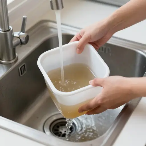 她把脏水倒进了下水道。