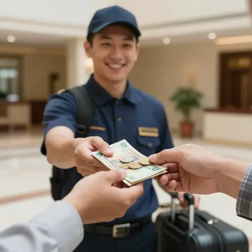 他给了行李搬运工小费。