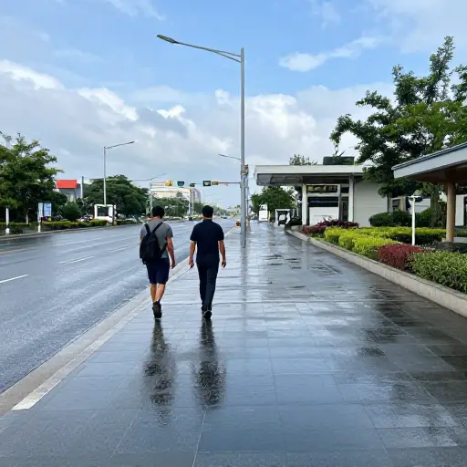 既然雨停了，我们走路去车站也无妨。