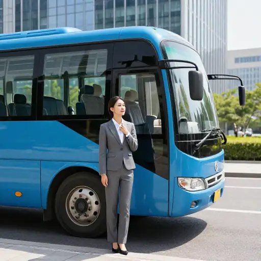 她不必步行去上班，公司有班车。