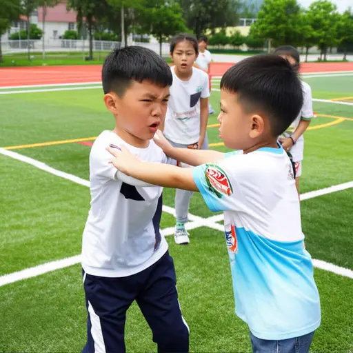 孩子们不应该在操场上打架。