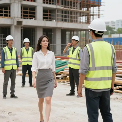 在她穿裙子的日子里，建筑工地的男人们会向她吹口哨。