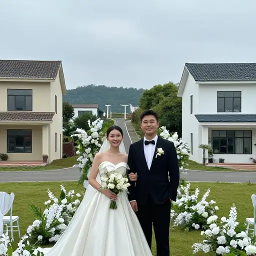 她嫁给了来自邻近城镇的一个男人。