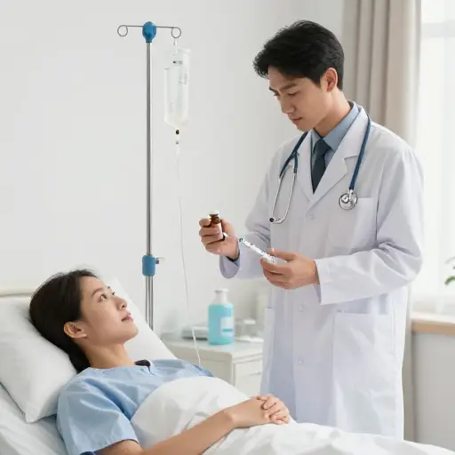 医生将按时给病人用药。