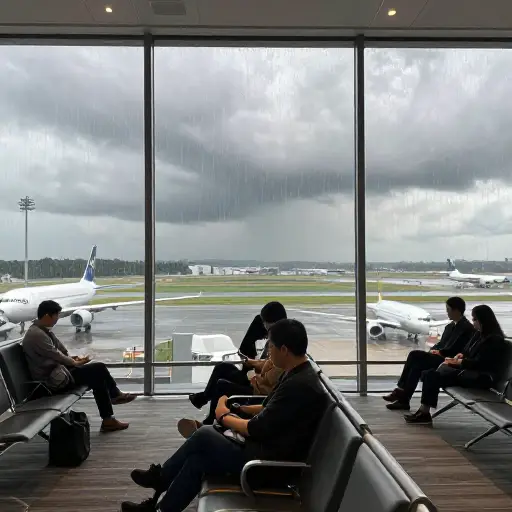 我们的出发因暴风雨而延误。