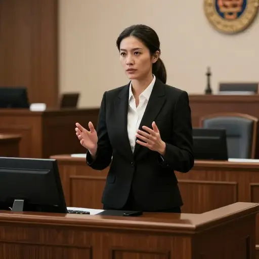 这位律师将在法庭上为她的客户进行有力的辩护。