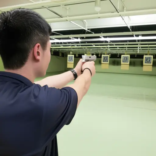 他在射击场试射了一把点357马格南手枪。