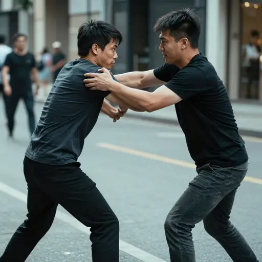 他与一名武装抢劫犯搏斗。