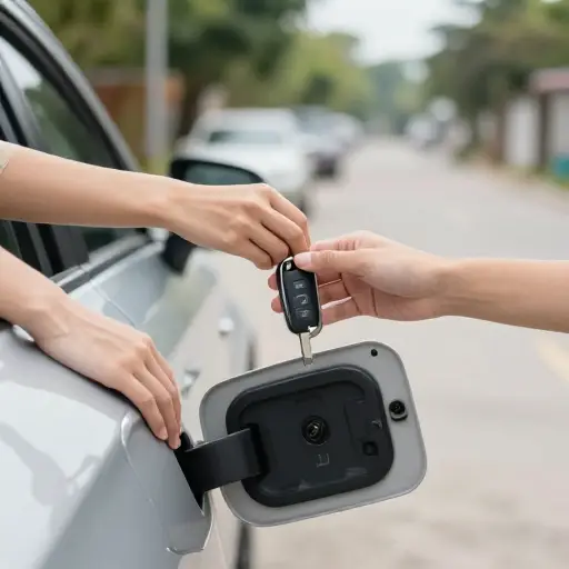你可以借我的车，只要加满油就行。