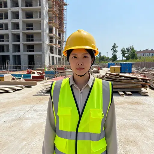 她在建筑行业工作。