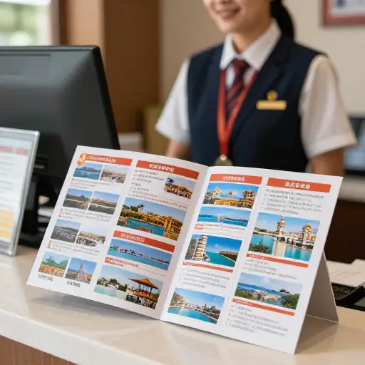 旅行社提供一本优惠券册子，用于折扣旅游和活动。