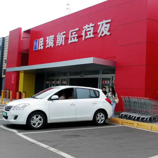 她把车停在超市门口，然后进去购物。