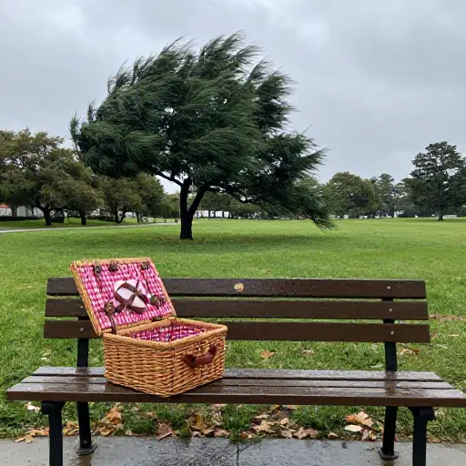 由于暴风雨，我们不得不取消野餐。