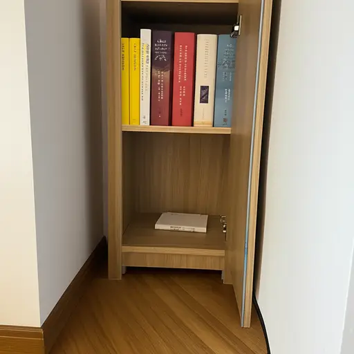 我卧室里有一个小橱柜放我的书。