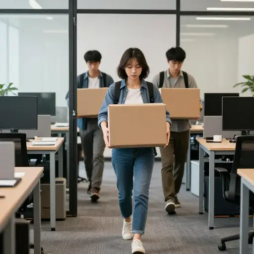 由于销售额下降，一半的员工被裁员。